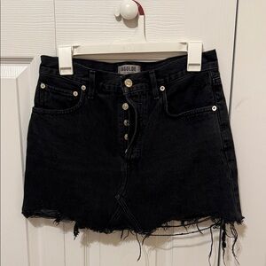 Agolde Jet Black Frayed Hem Skirt